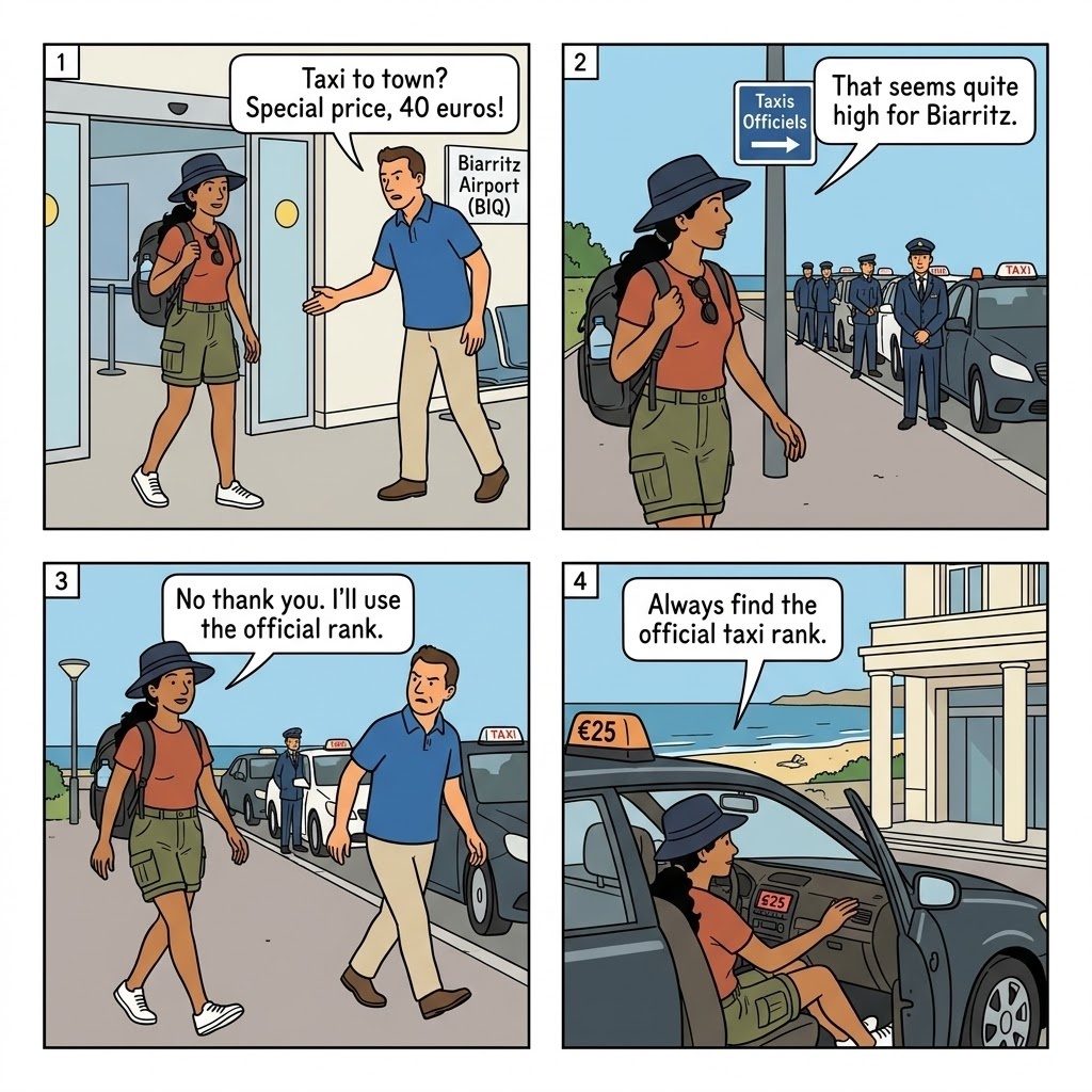 Unlicensed Taxi Overcharging — comic illustration