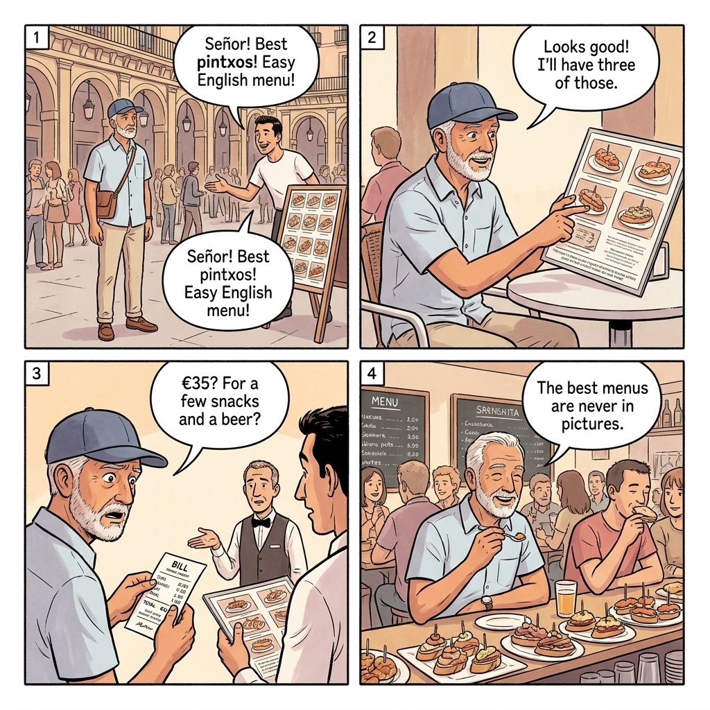 Casco Viejo Pintxos Tourist-Trap Bars — comic illustration
