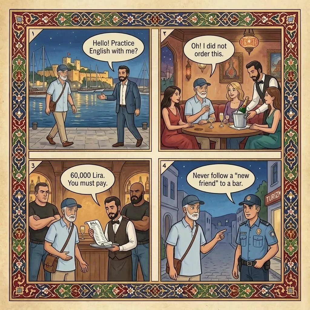 The Cumhuriyet Caddesi Bar Trap — comic illustration