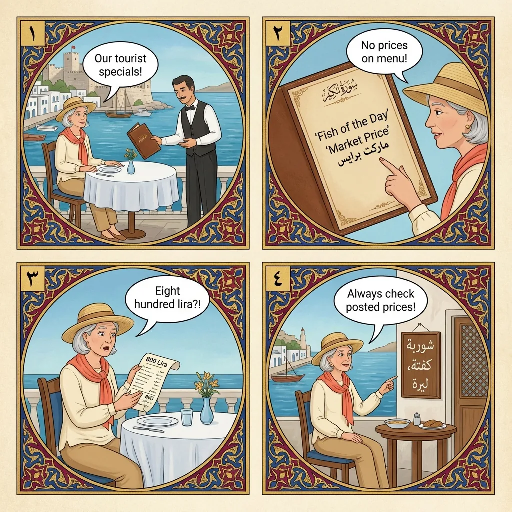 The Marina Restaurant Tout — comic illustration