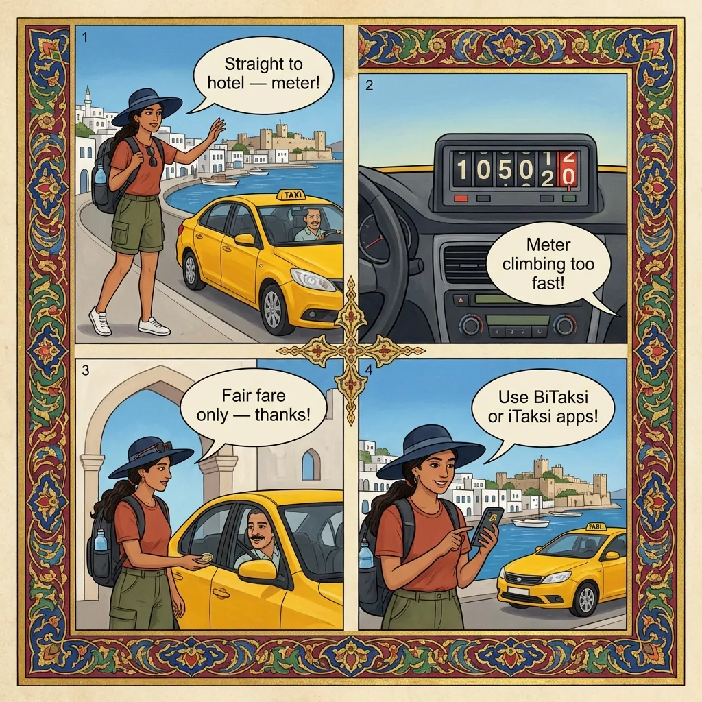 The Milas-Bodrum Airport Taxi Detour — comic illustration