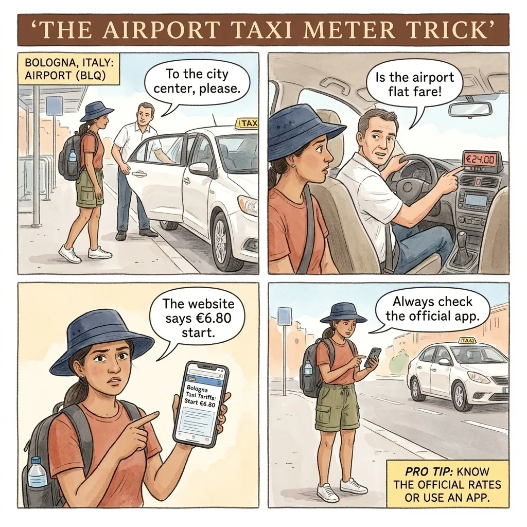 Bologna Taxi Overcharge — comic illustration