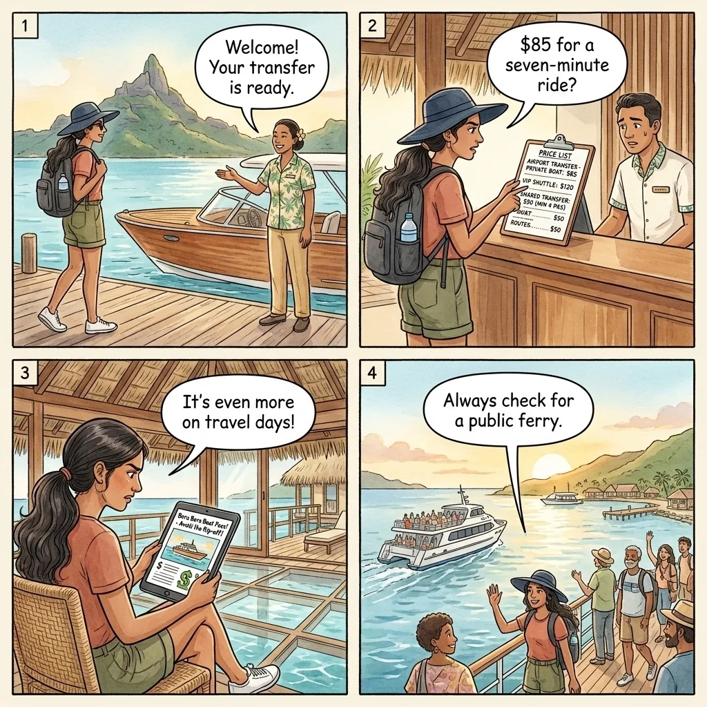 Resort Boat Transfer Price Gouging — comic illustration