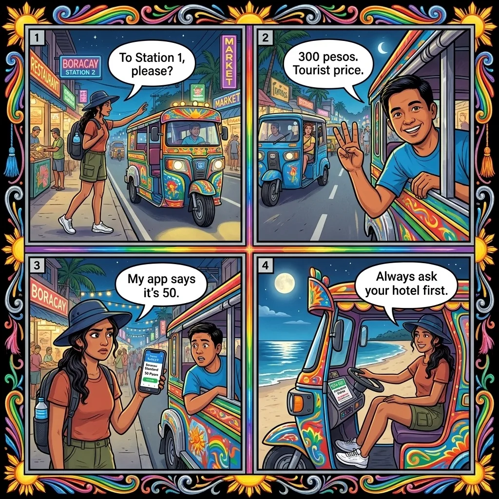 The Boracay Tricycle Tourist-Rate Quote — comic illustration
