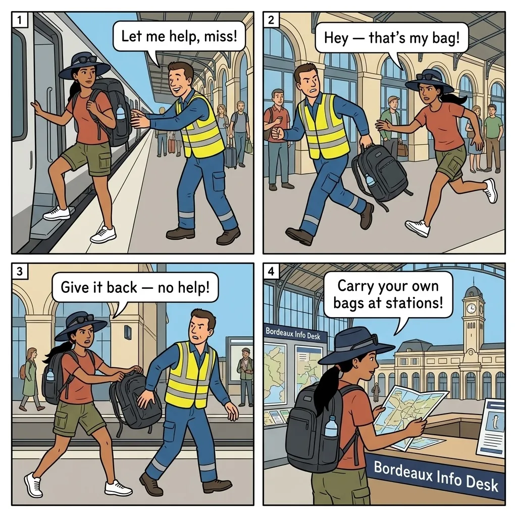 Train Station Theft — comic illustration