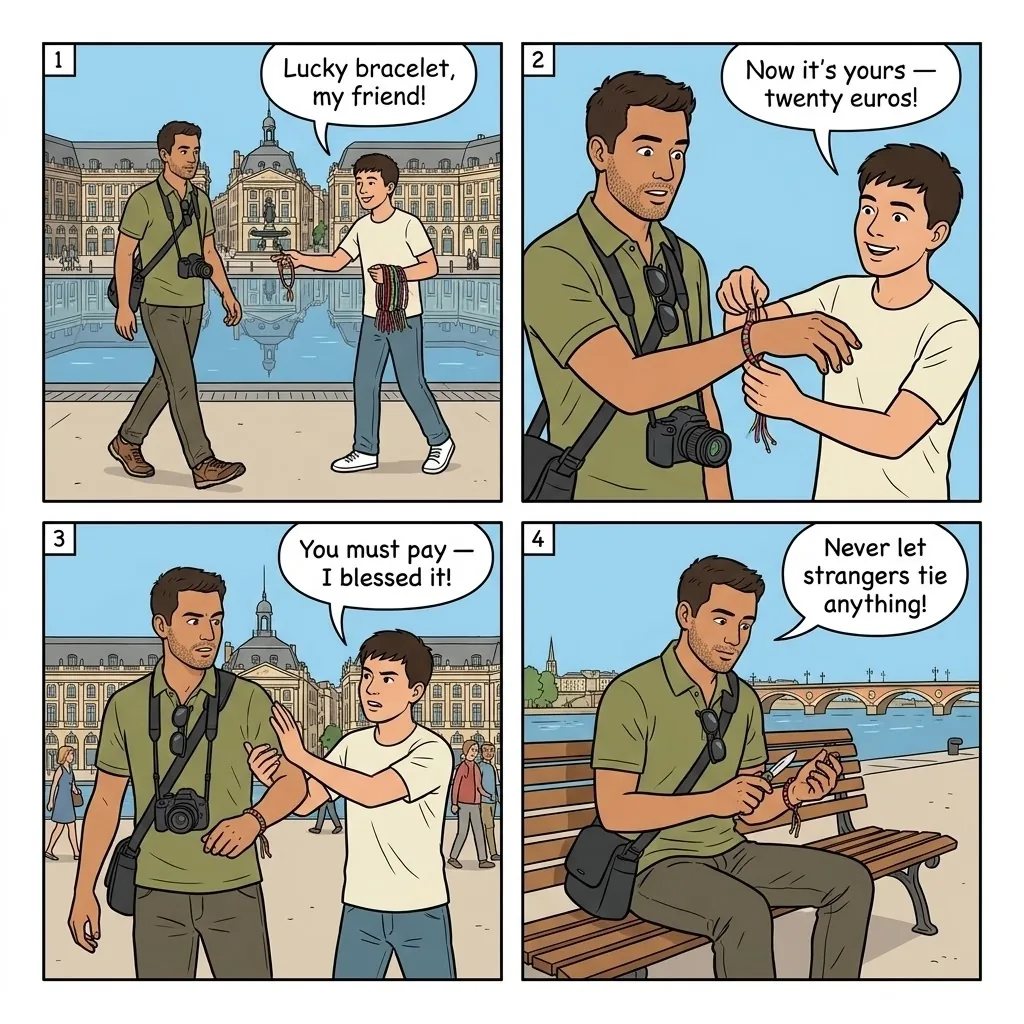 The Friendship Bracelet Trap — comic illustration