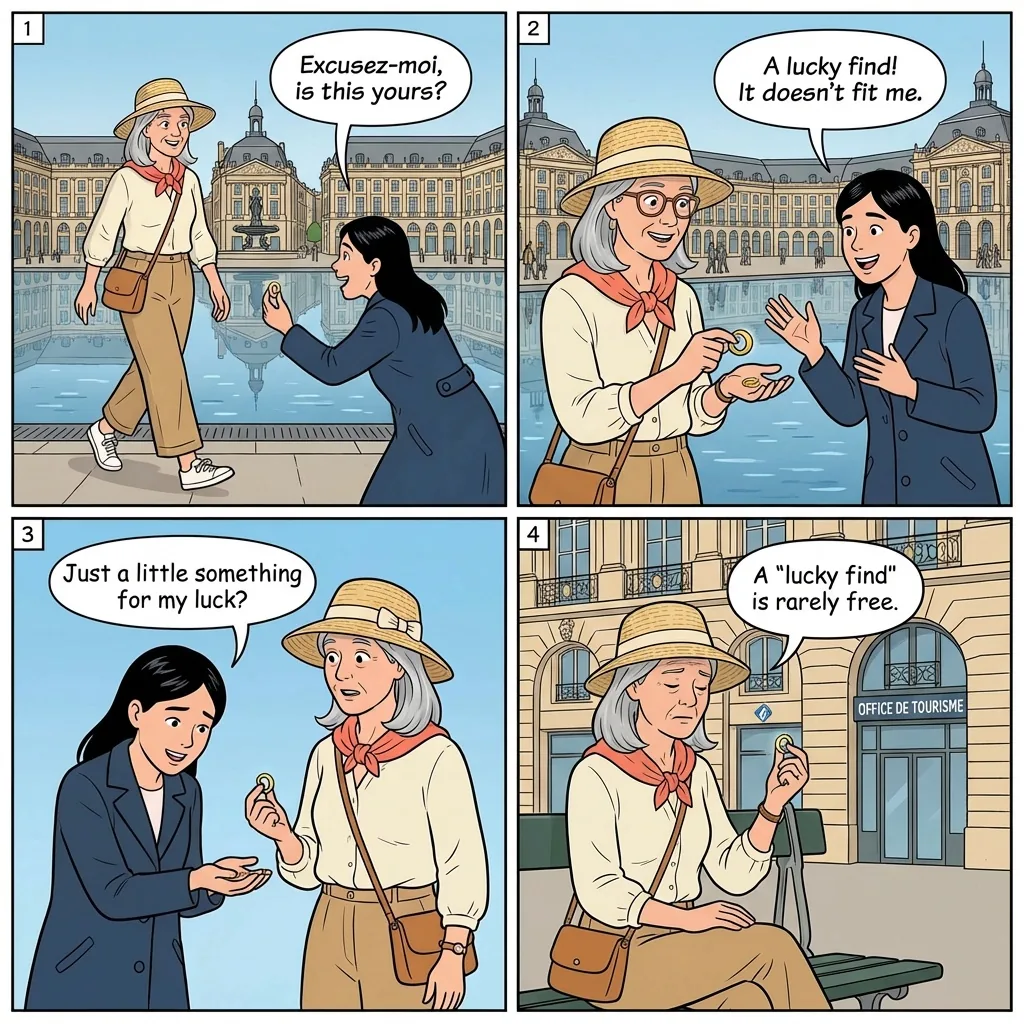 The Gold Ring Trick — comic illustration