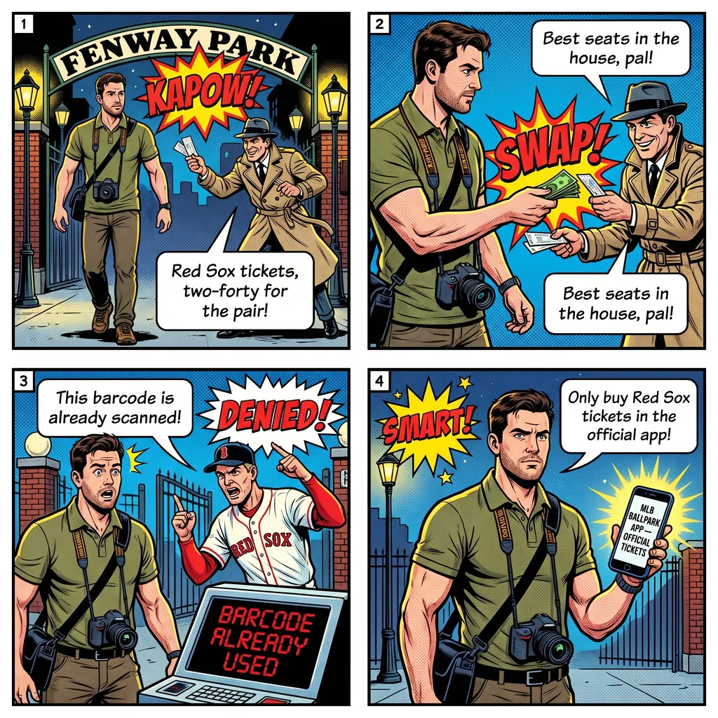 Fenway Park Ticket Scalping — comic illustration