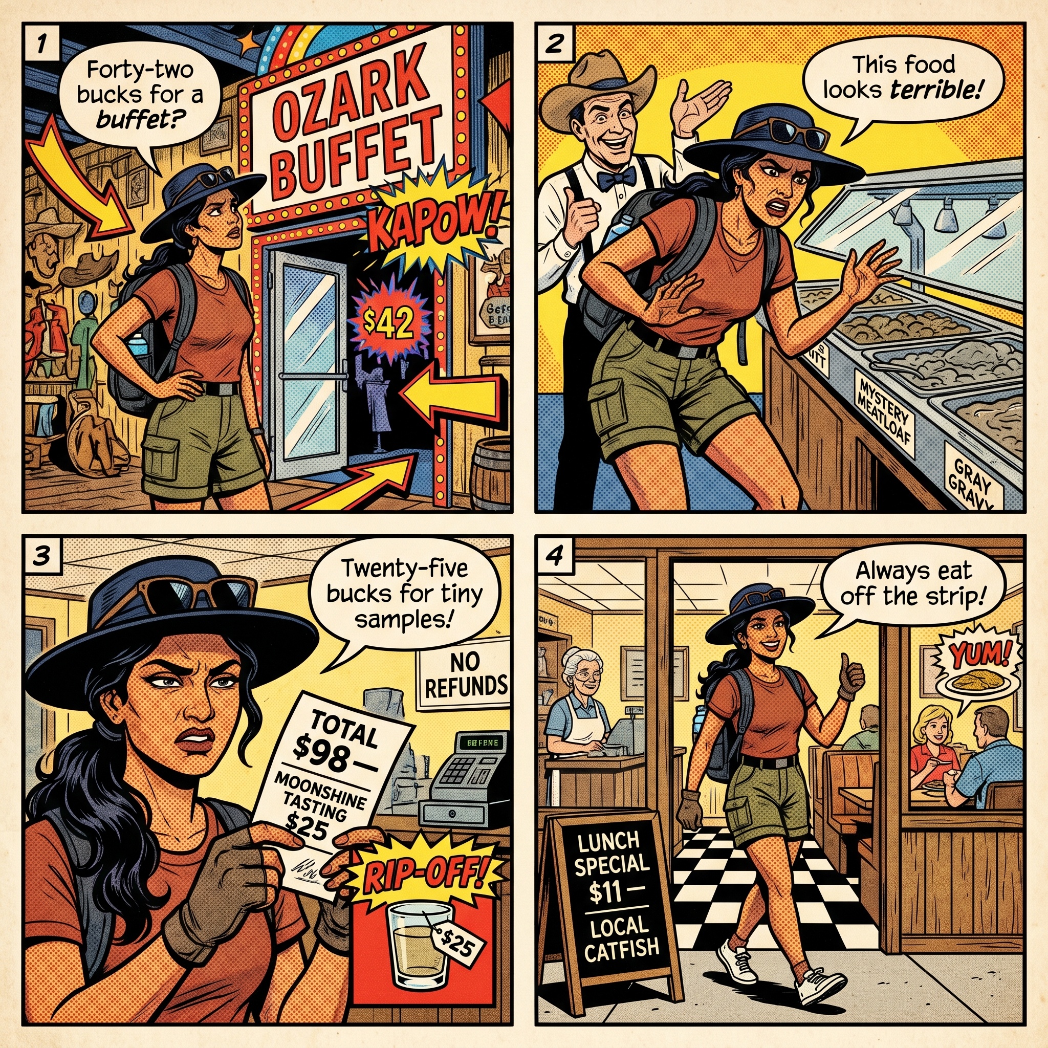 Branson Strip Restaurant & Tourist-Trap Attraction Overcharge — comic illustration