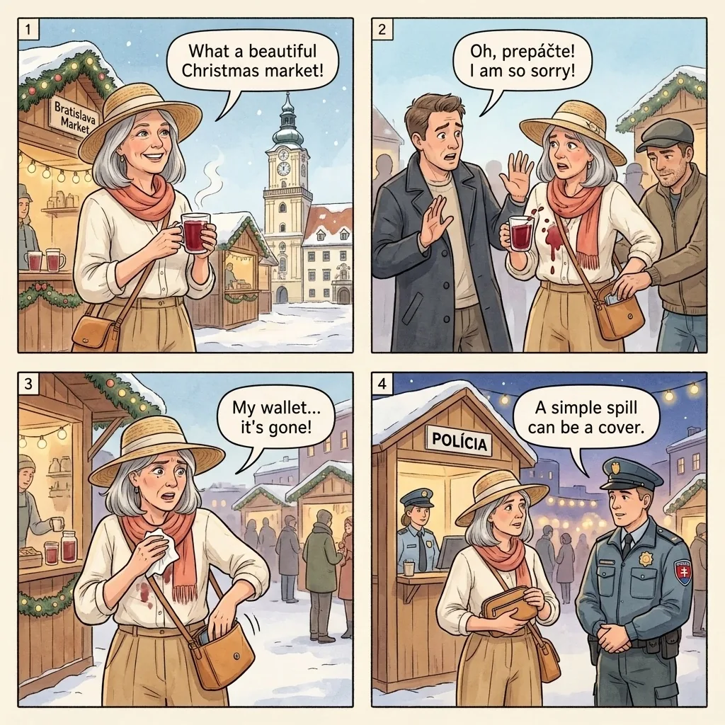 The Tram-1 Christmas-Market Bag-Lift — comic illustration