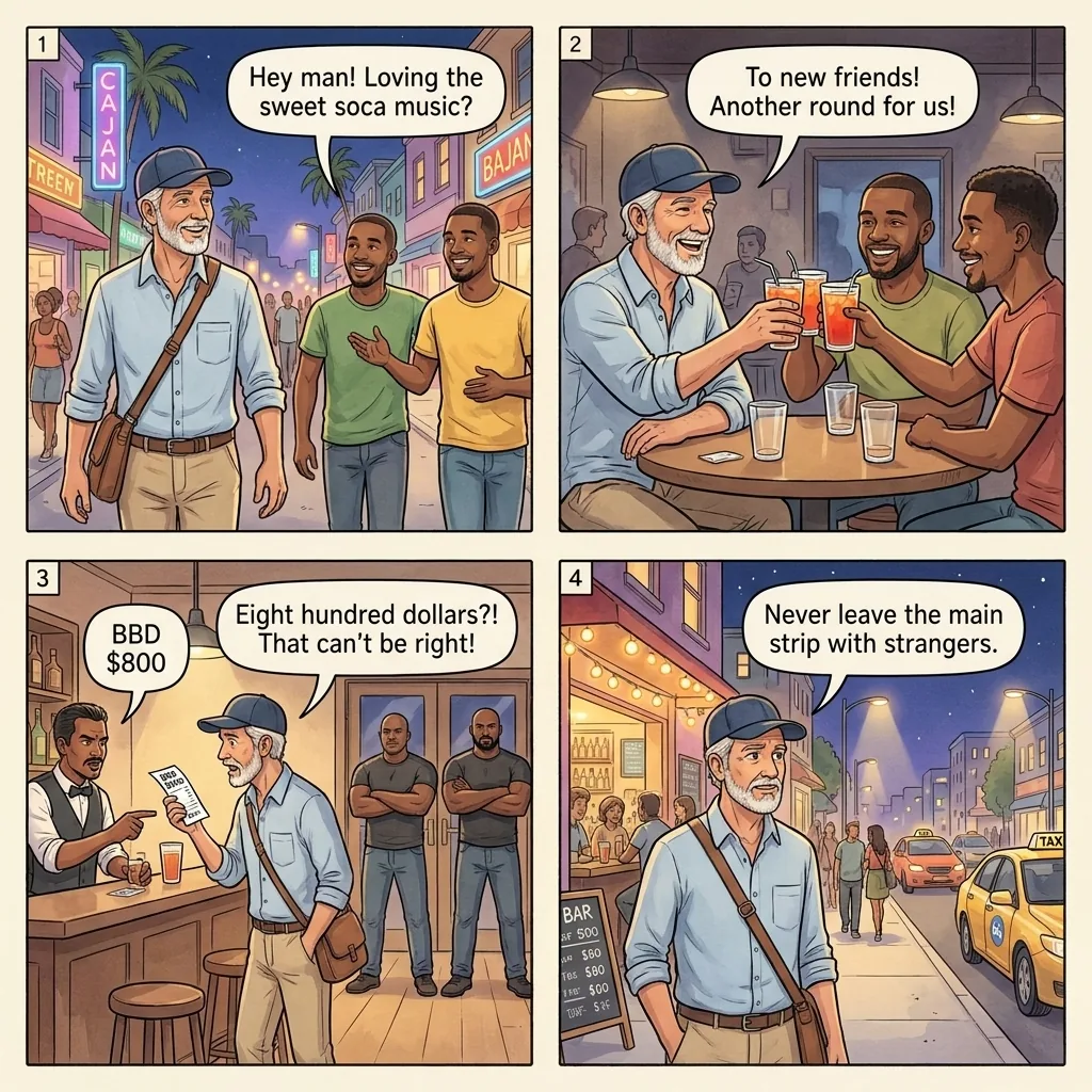 The St. Lawrence Gap Friendly-Local Bar Trap — comic illustration