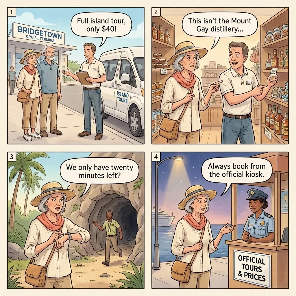 The Bridgetown Unlicensed Island-Tour Bait-and-Switch — comic illustration