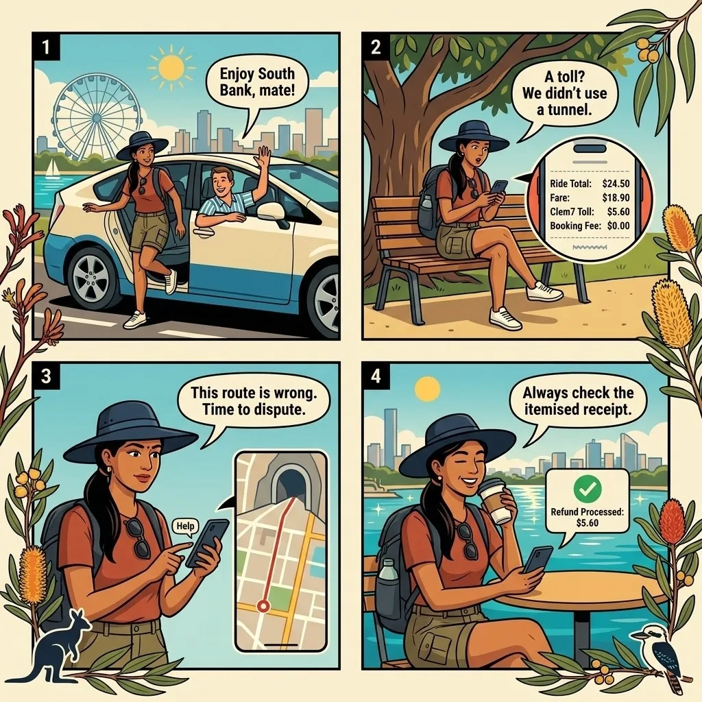 DiDi / Uber Phantom Toll Charges — comic illustration