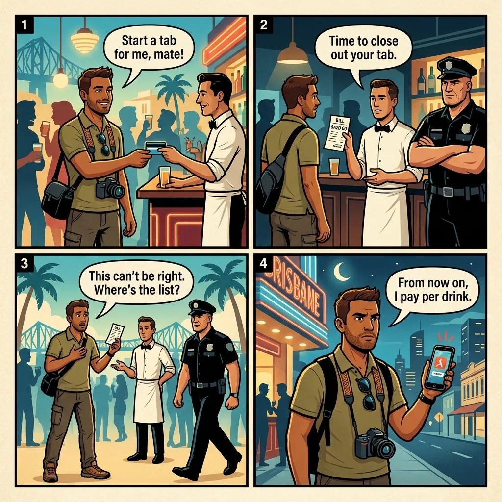 Fortitude Valley Nightclub Tab & Card Surcharge Bait — comic illustration