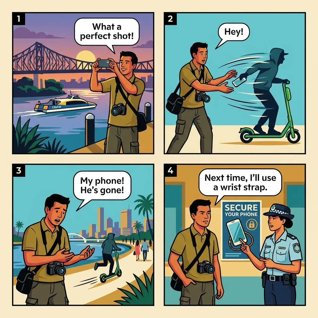CityCat / CBD Phone Snatching Opportunistic Theft — comic illustration