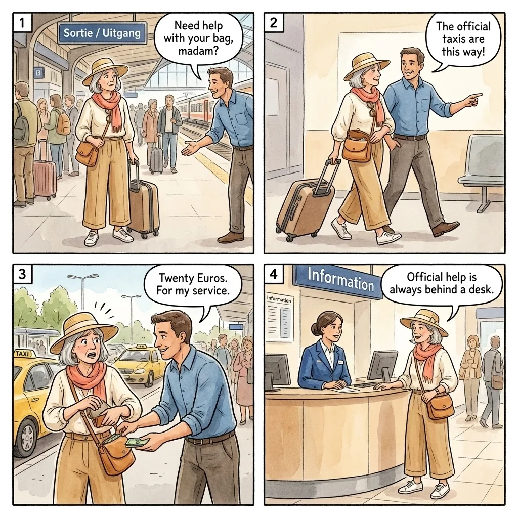 Midi Station Approach Scam — comic illustration