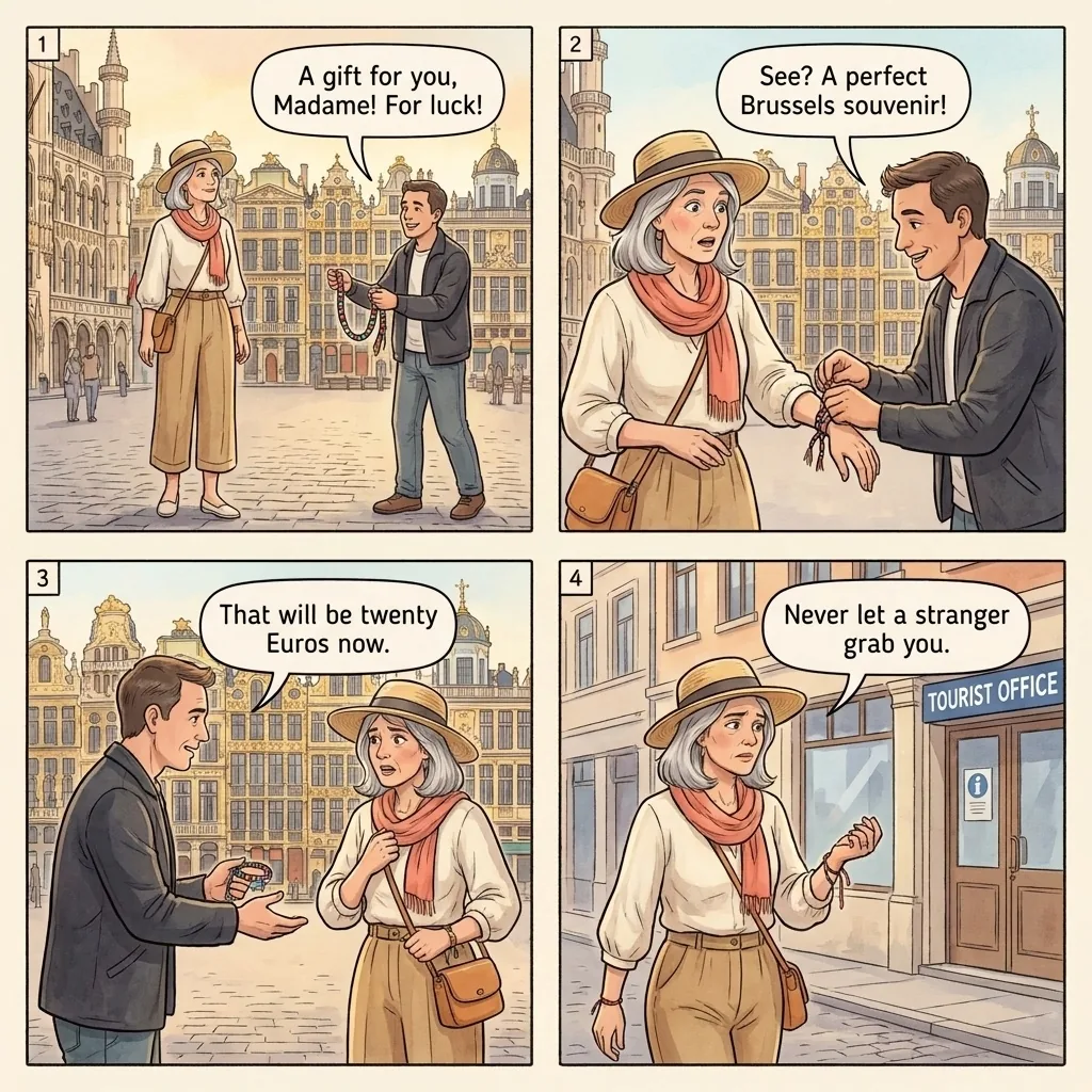 Friendship Bracelet / Street Vendor Tie-On — comic illustration