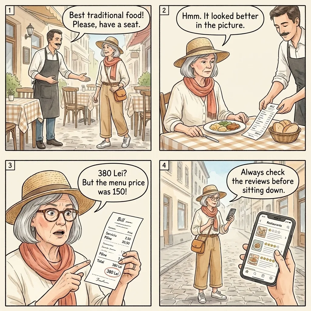 Old Town Restaurant Tourist Trap — comic illustration