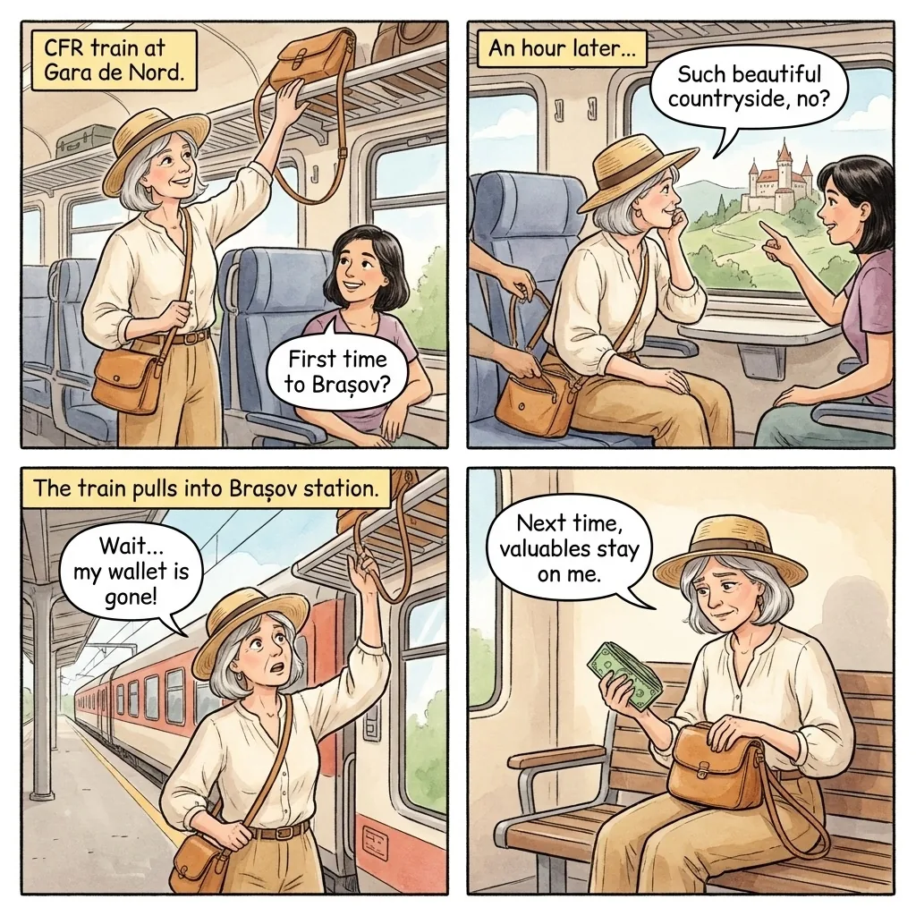 Train Pickpocket Network — comic illustration