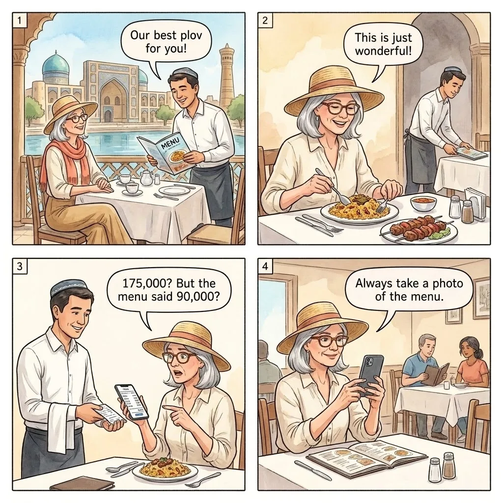 The Lyabi-Hauz Restaurant Menu-Switch — comic illustration