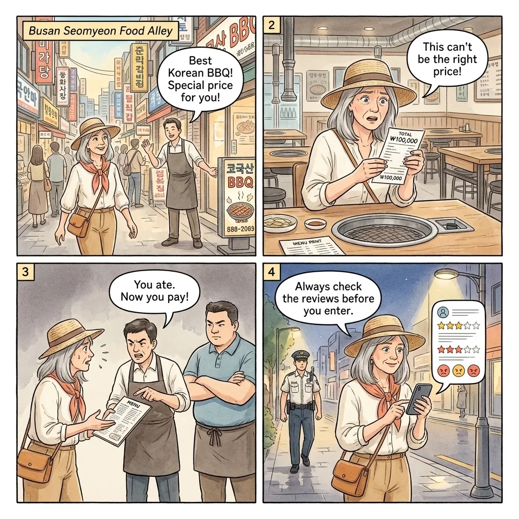 The Seomyeon Food Alley Shakedown — comic illustration