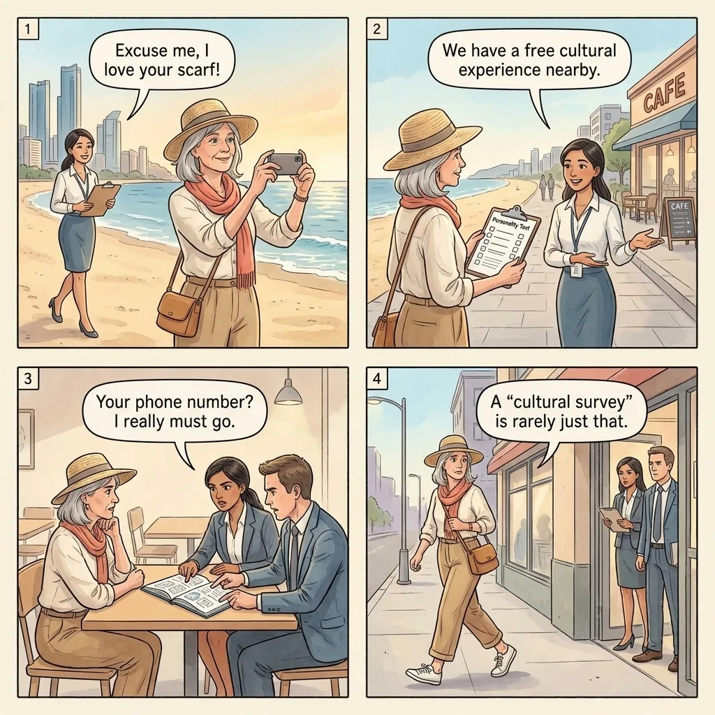 The Religious Cult Recruitment — comic illustration