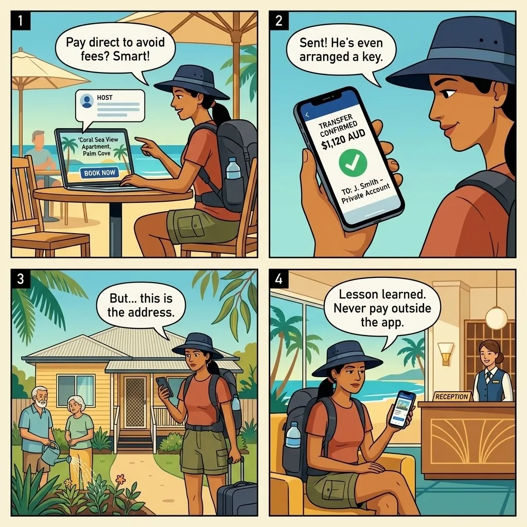 Fake Short-Stay Apartment Listing — comic illustration
