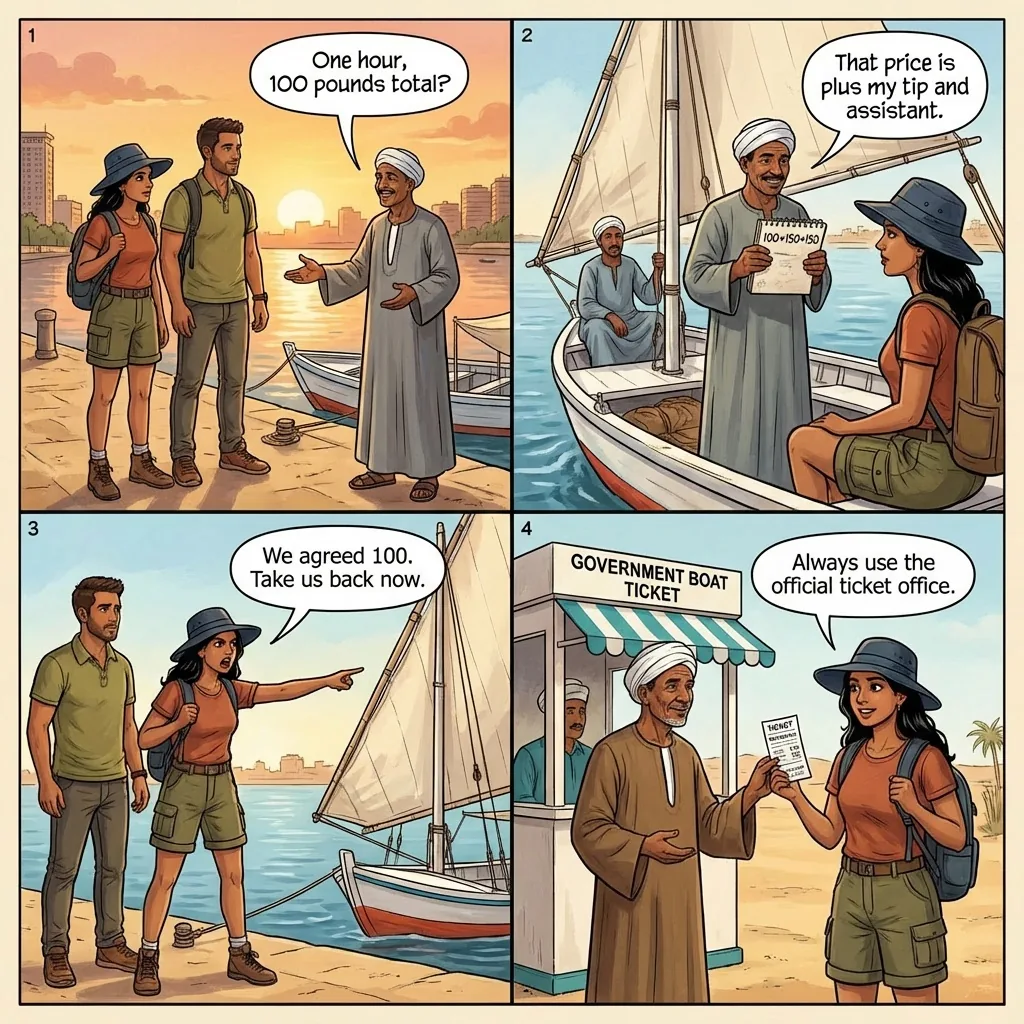 Felucca Boat Bait-and-Switch — comic illustration