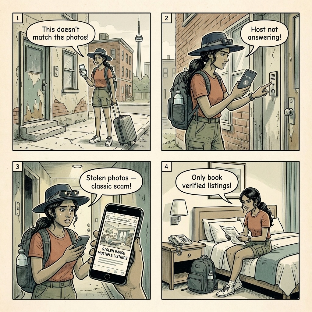 Calgary Vacation Rental & Stampede-Week Apartment Fraud — comic illustration