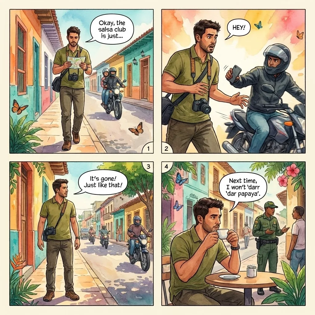 The Avenida Sexta Bike-Lane Snatch — comic illustration