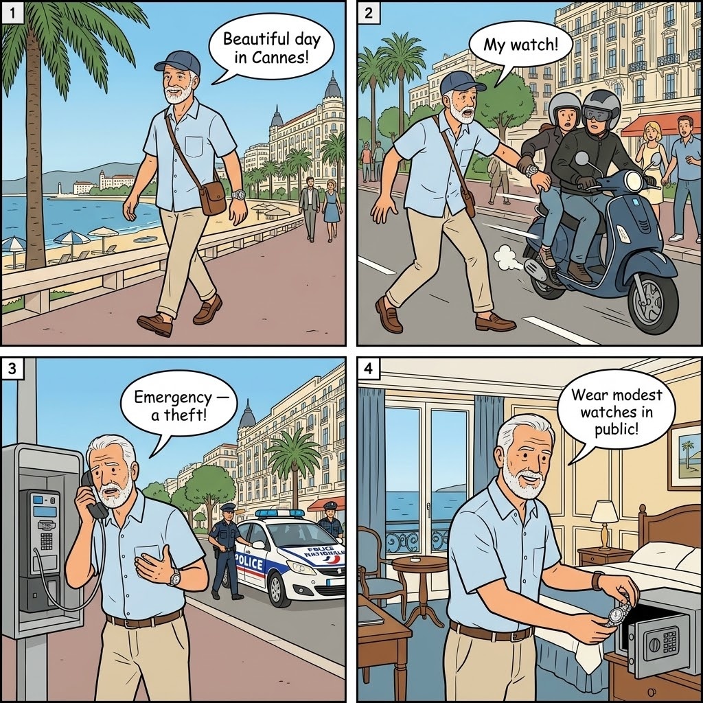 Luxury Watch Theft — comic illustration