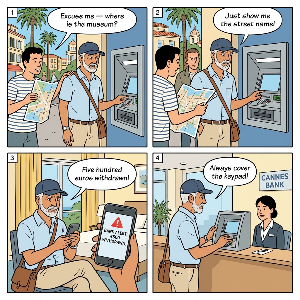 ATM Skimming and Shimming — comic illustration