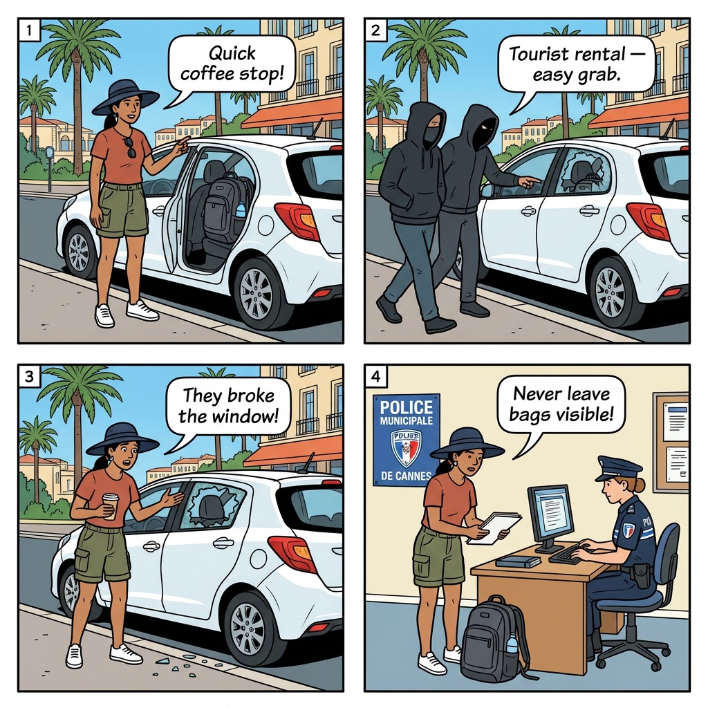 Car Break-In Theft — comic illustration