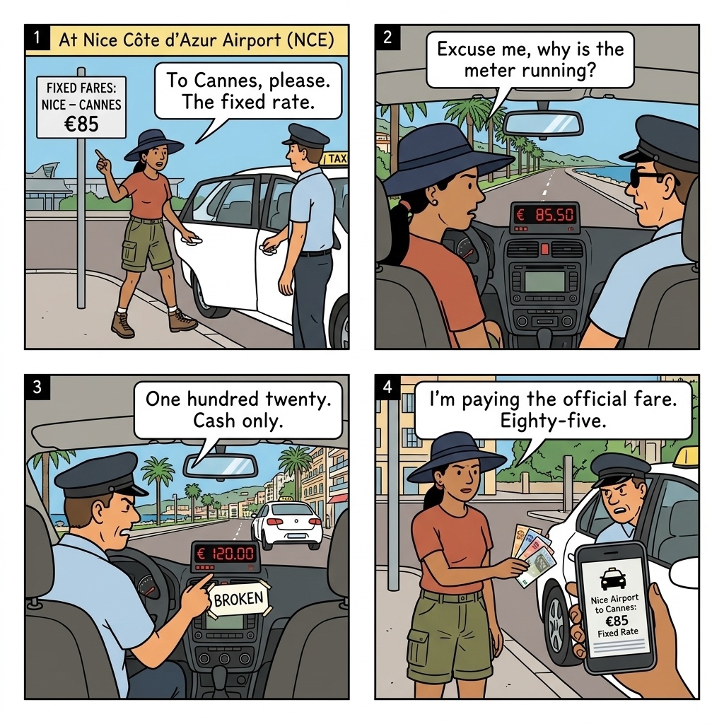 Taxi Meter Manipulation — comic illustration