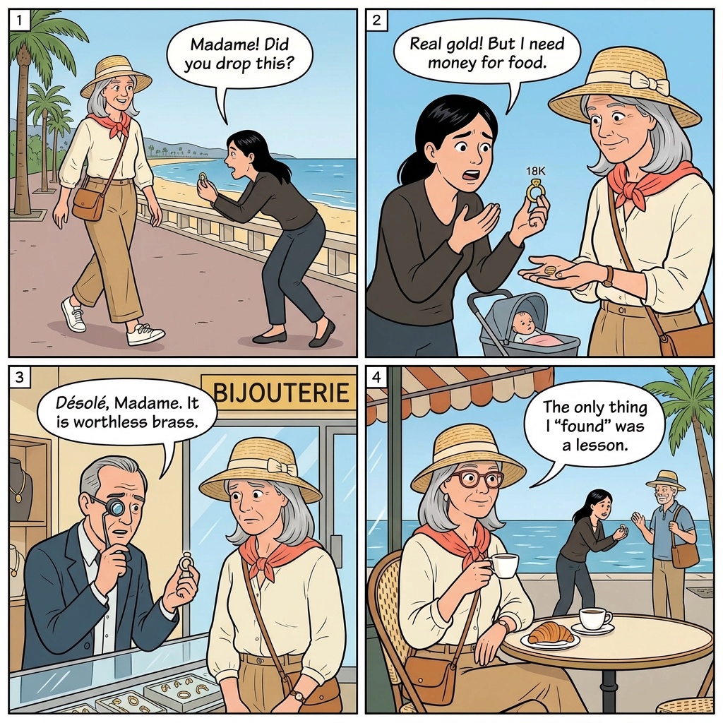 Gold Ring Scam — comic illustration