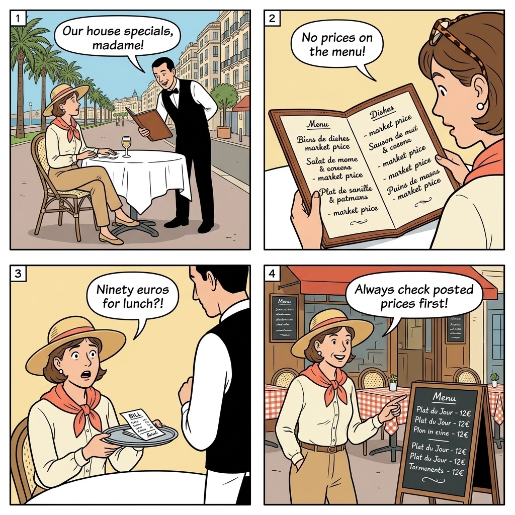 Restaurant Menu Tricks — comic illustration