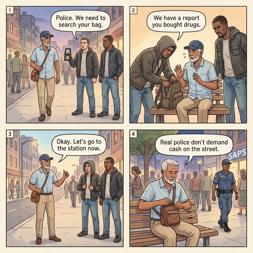 Fake Police Drug Sting — comic illustration