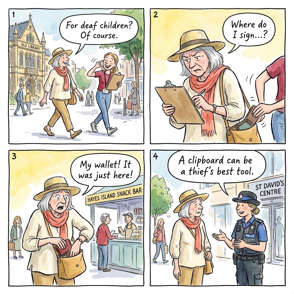 The Hayes Clipboard Distraction Lift — comic illustration