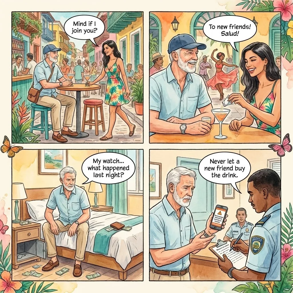 Scopolamine Drink Spiking — comic illustration