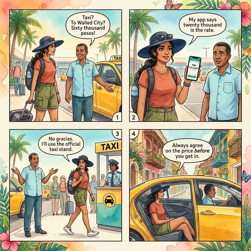 Taxi Overcharging without Meters — comic illustration