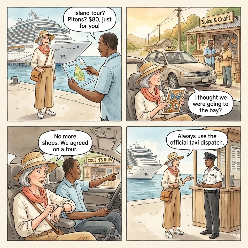 The Pointe Seraphine Taxi Commission Tour — comic illustration