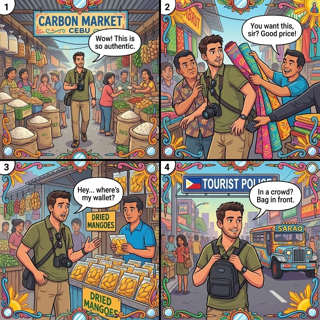 The Carbon Market Distraction Pickpocket — comic illustration
