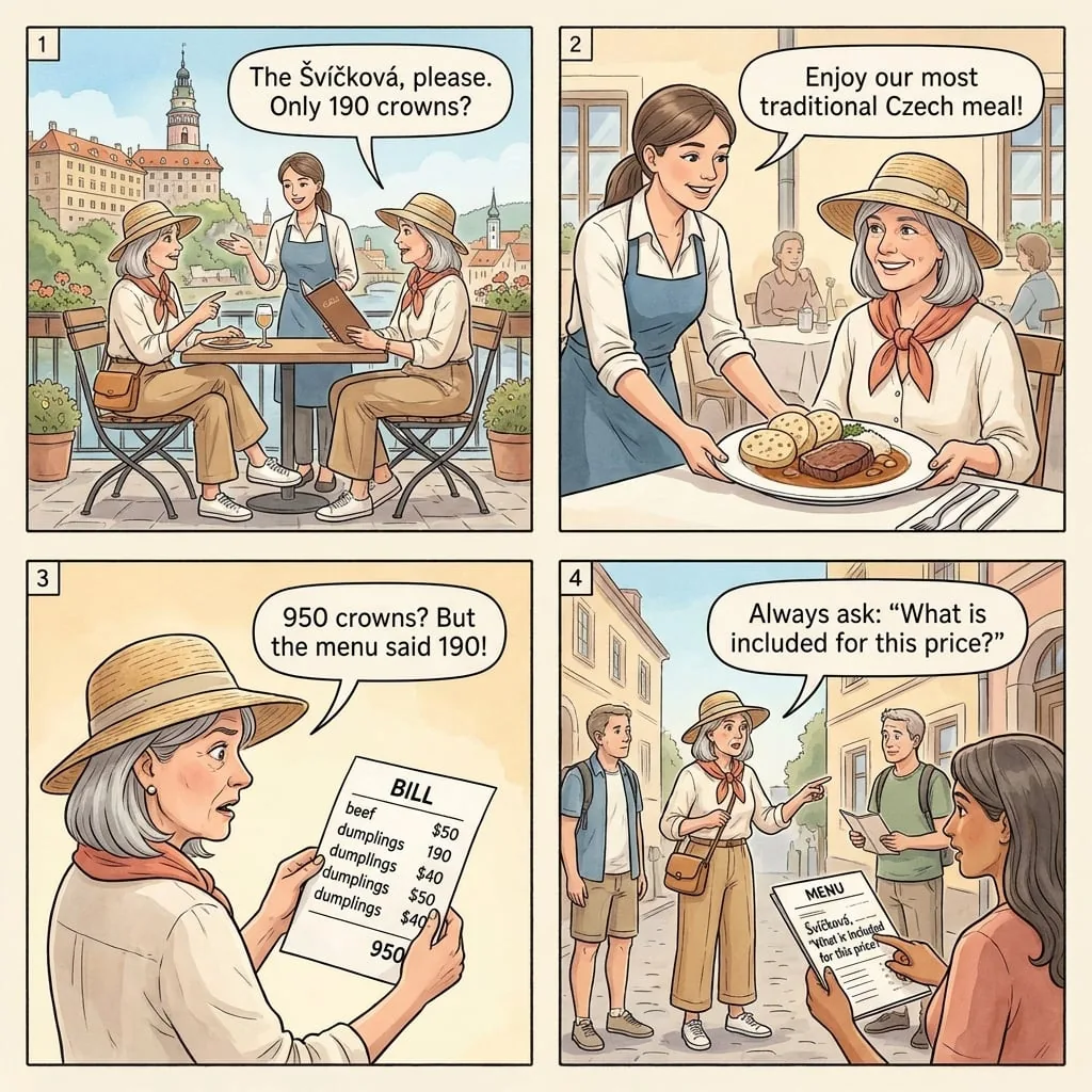 Restaurant Per-Side-Dish Bread-Dumpling Markup — comic illustration