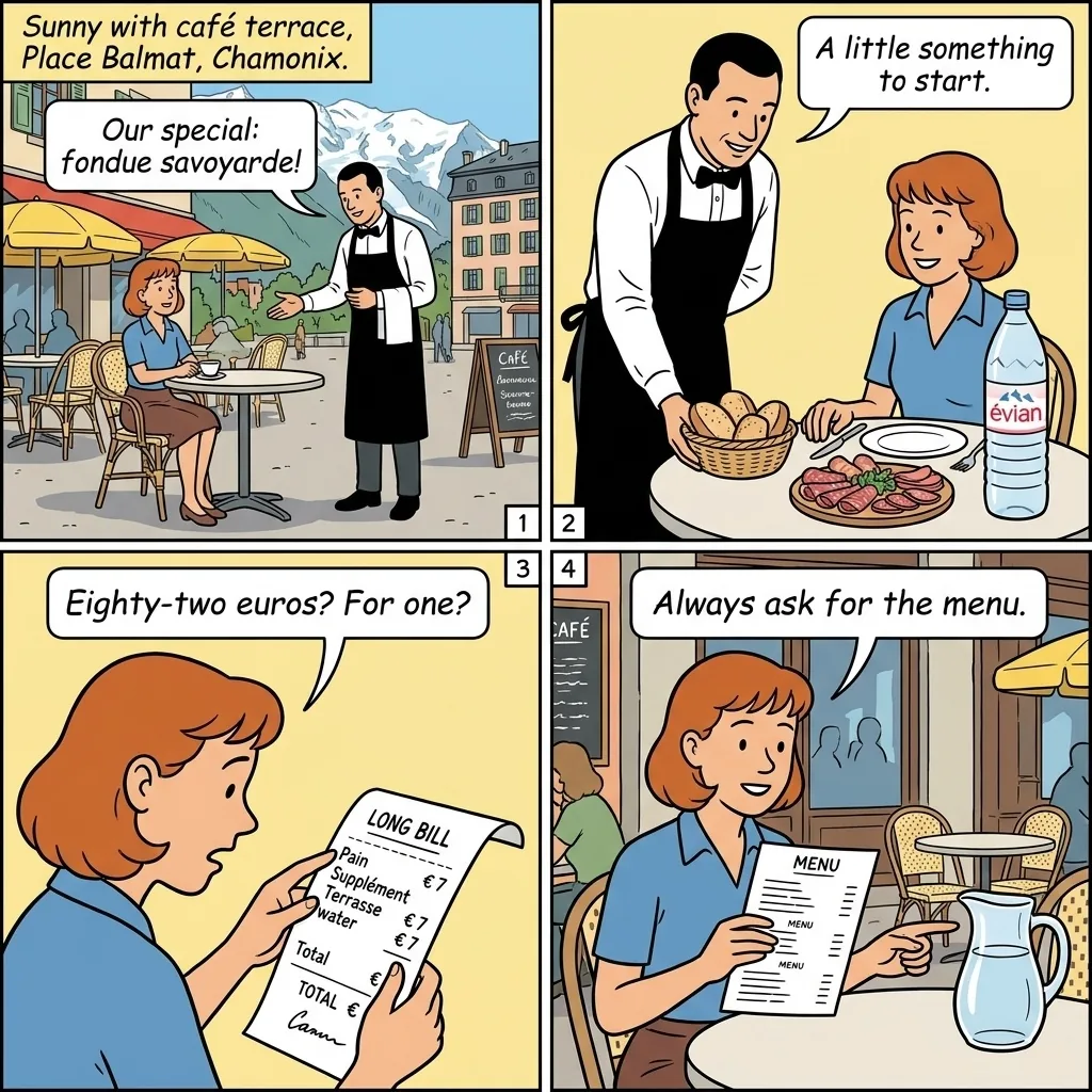 Restaurant Tourist Trap Overcharging — comic illustration