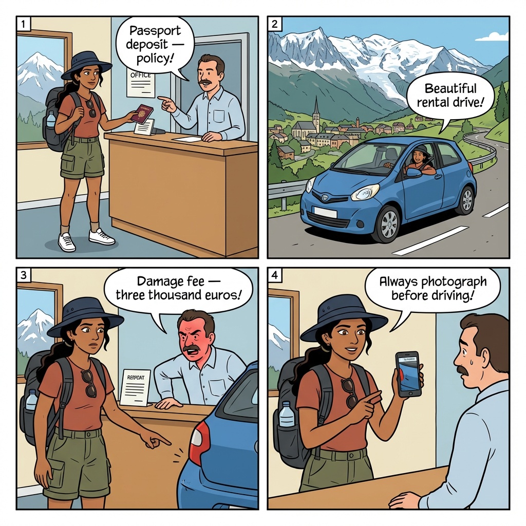 Ski Equipment Theft at Slopes — comic illustration