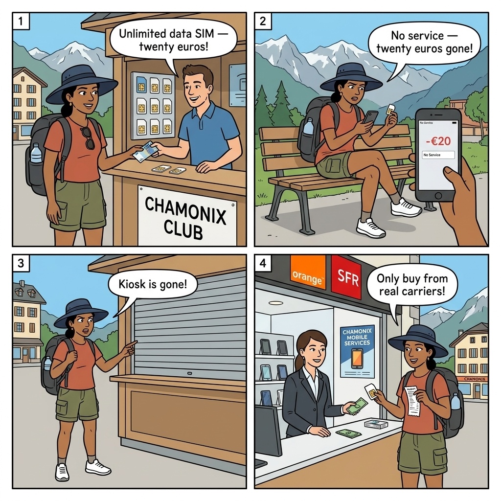 Defective SIM Card Scam — comic illustration