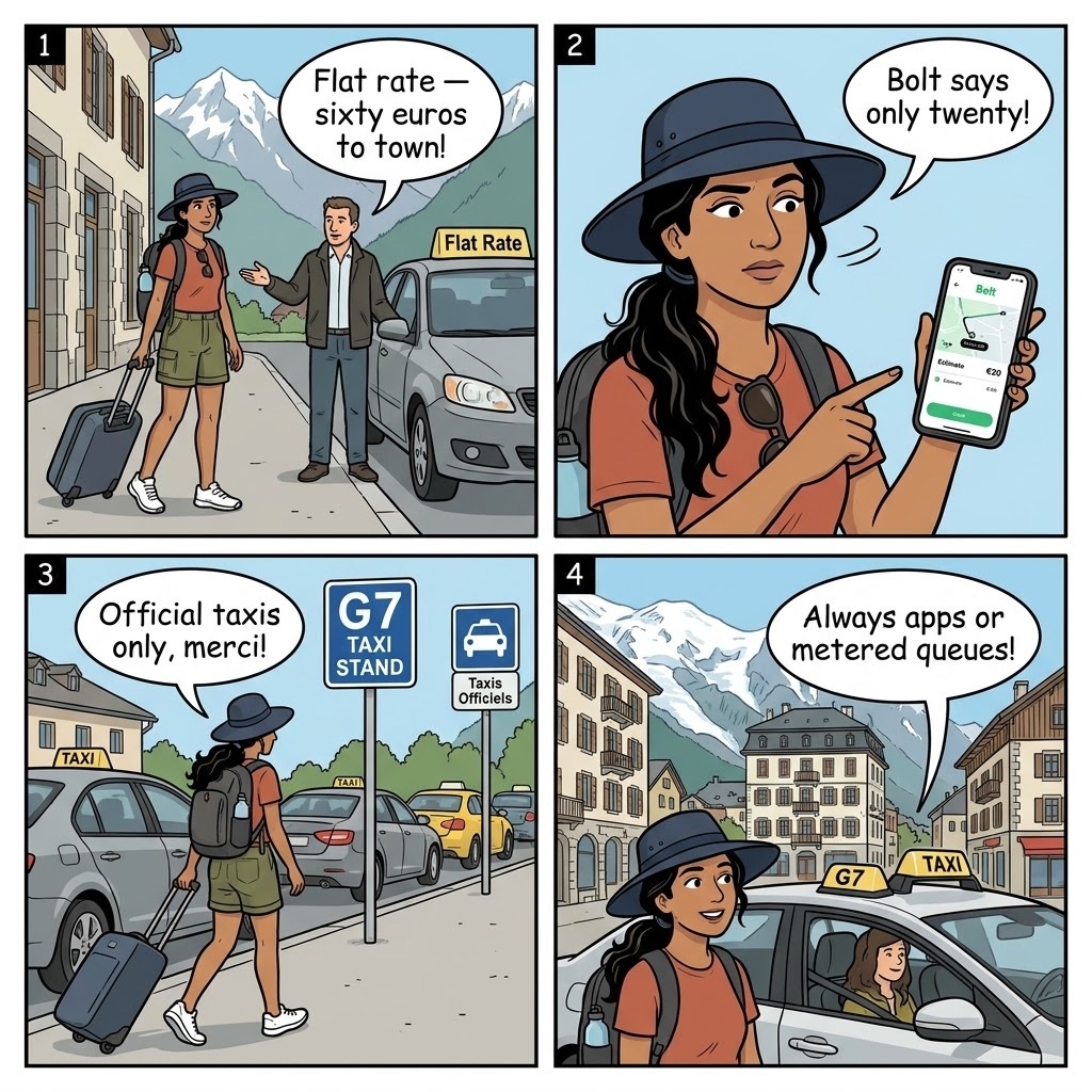 Unlicensed Airport Transfer Overcharging — comic illustration