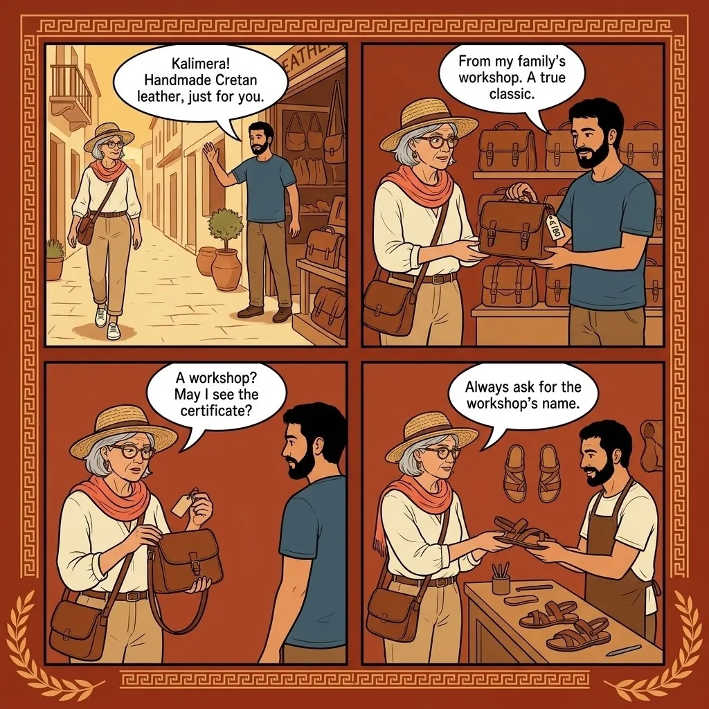Old Town Leather & Souvenir Counterfeit Markup — comic illustration