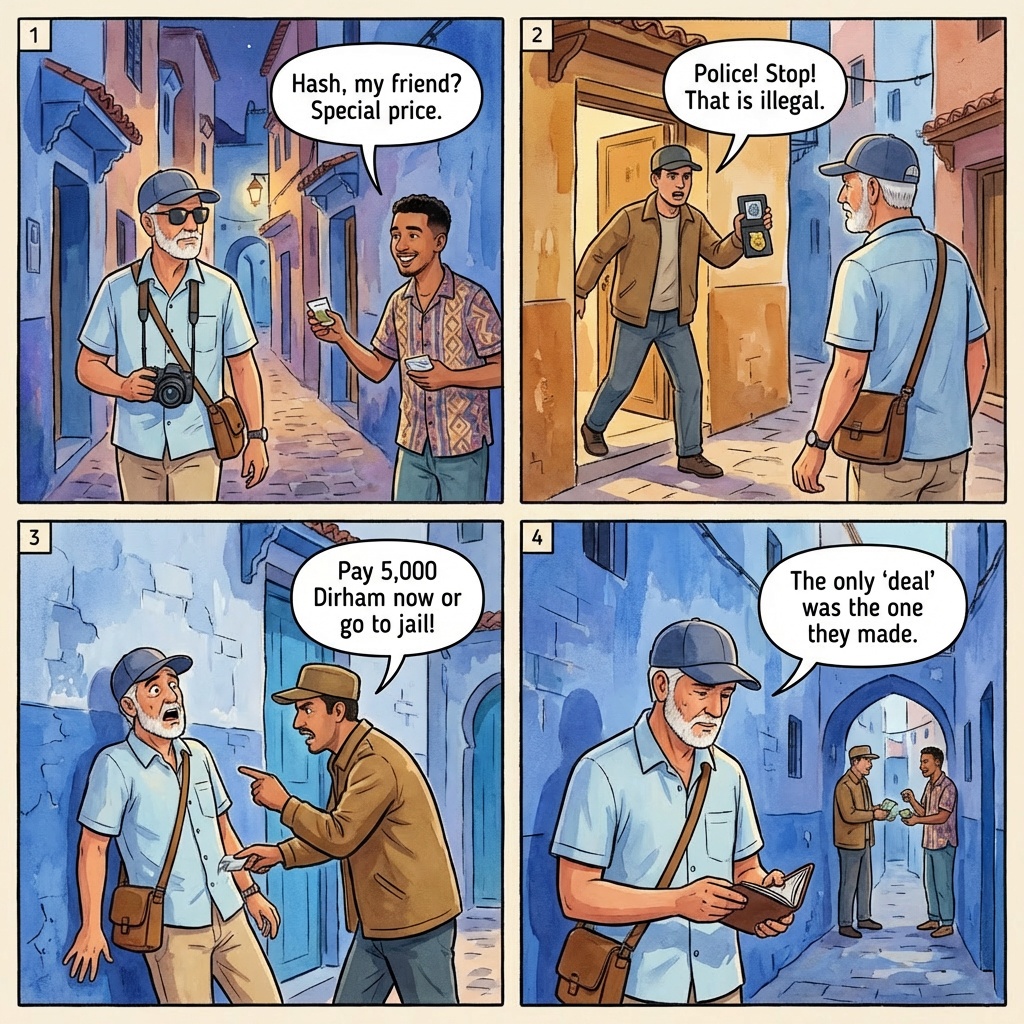 The Hash-Tout Police Shakedown — comic illustration