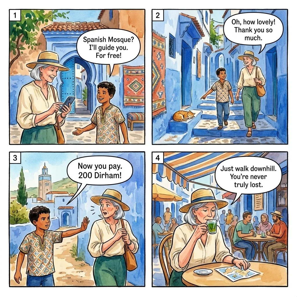 Medina Guide Maze Trap — comic illustration